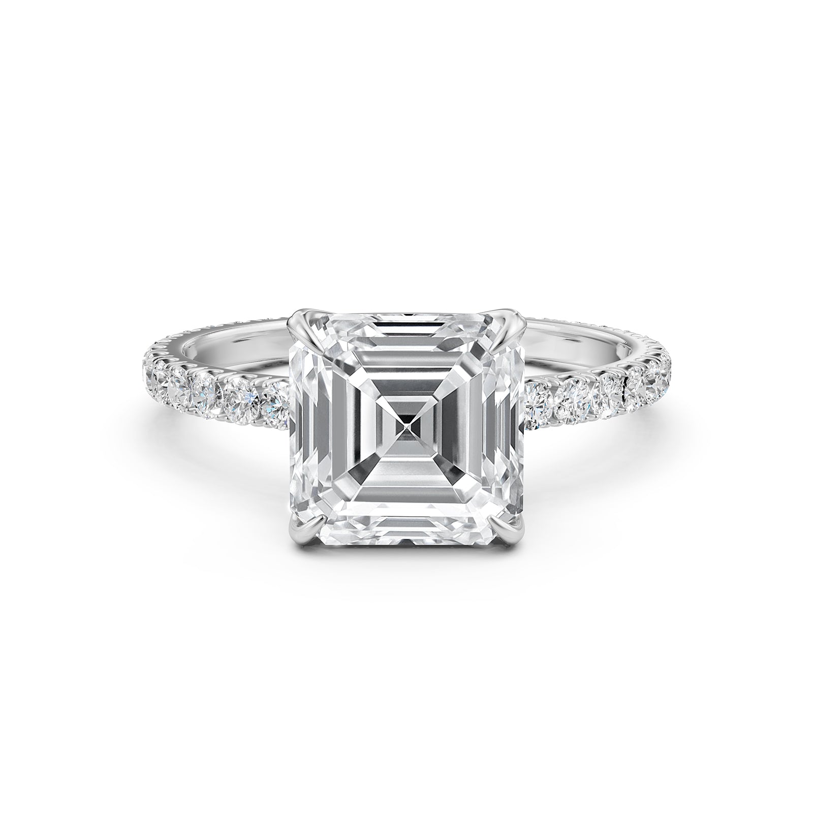 Asscher Diamond Engagement Ring crafted in 14k White Gold